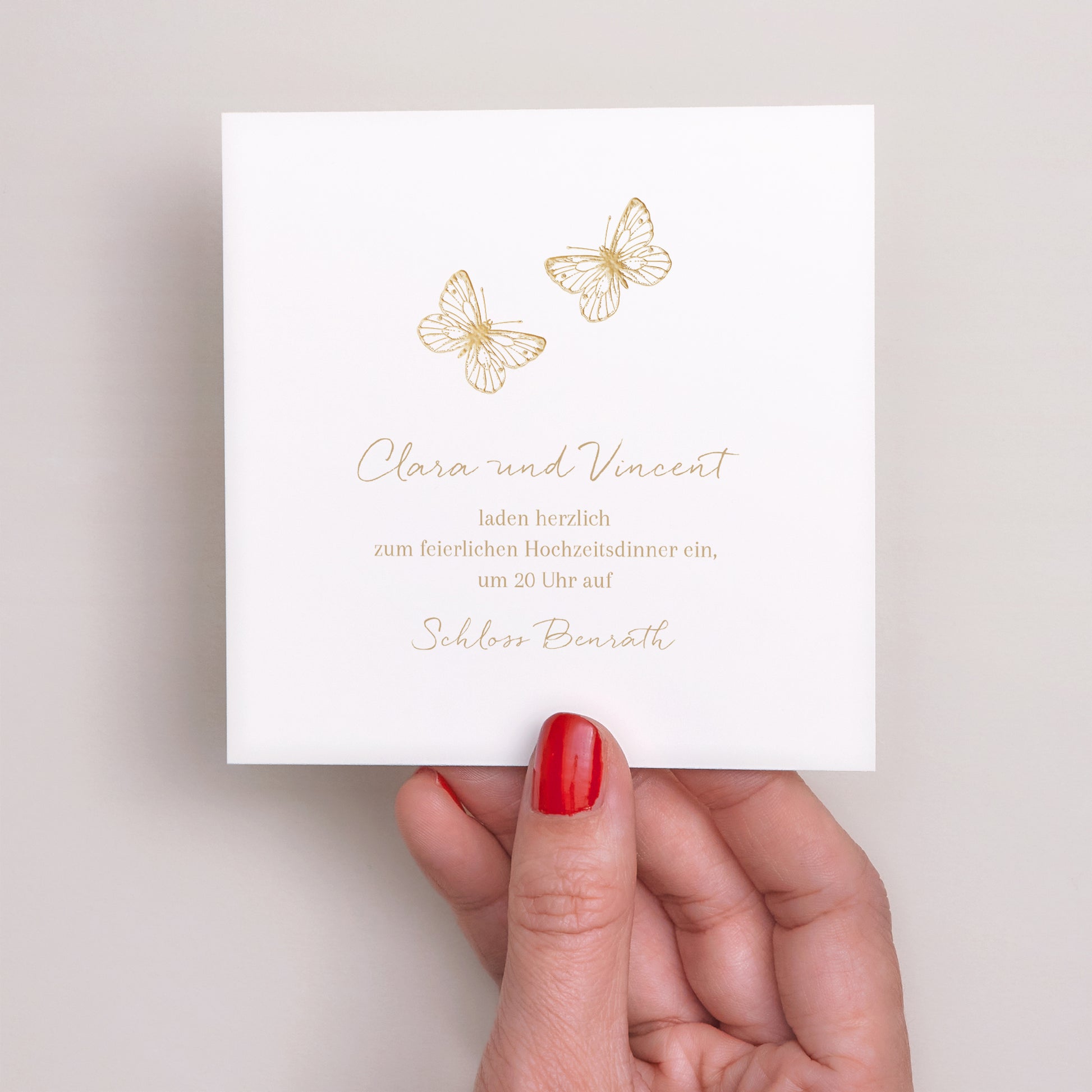 Einladungskarte Hochzeit Quadrat Goldenes Herbarium foto N° 2