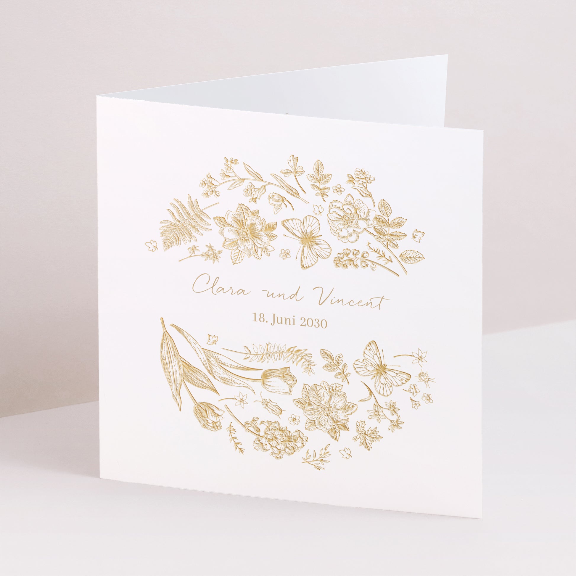 Hochzeitseinladung Doppelflügelfenster Goldenes Herbarium foto N° 1