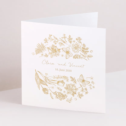 Hochzeitseinladung Doppelflügelfenster Goldenes Herbarium foto N° 1