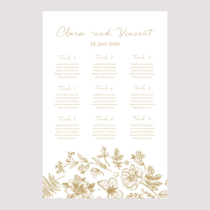 Sitzplan Hochzeit Porträt Goldenes Herbarium foto N° 2