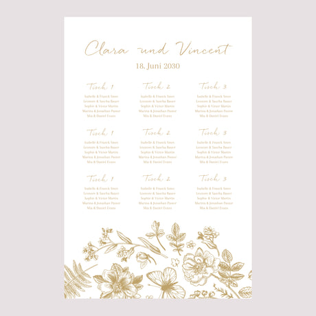 Sitzplan Hochzeit Porträt Goldenes Herbarium