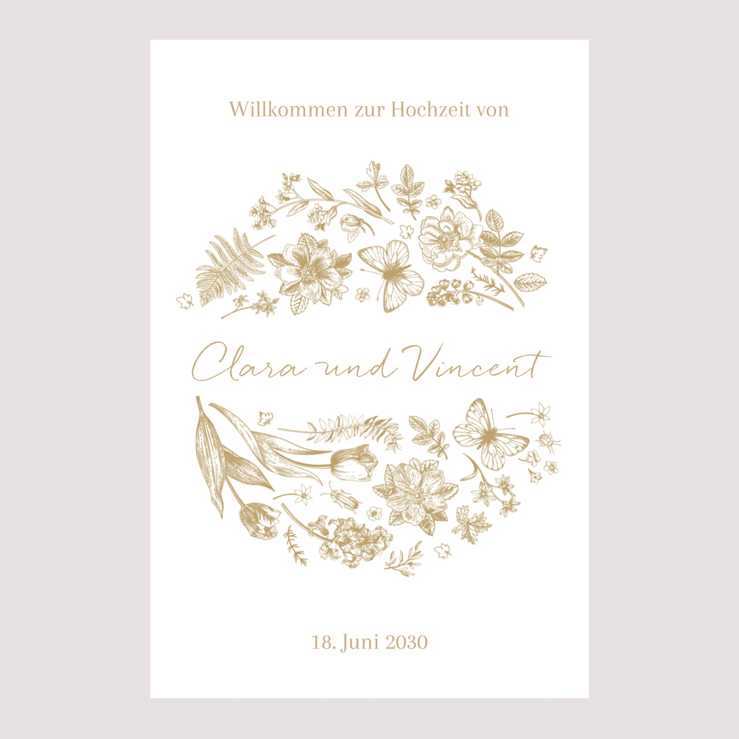 Begrüßungstafel Hochzeit Porträt 60 x 90 cm Goldenes Herbarium foto N° 2