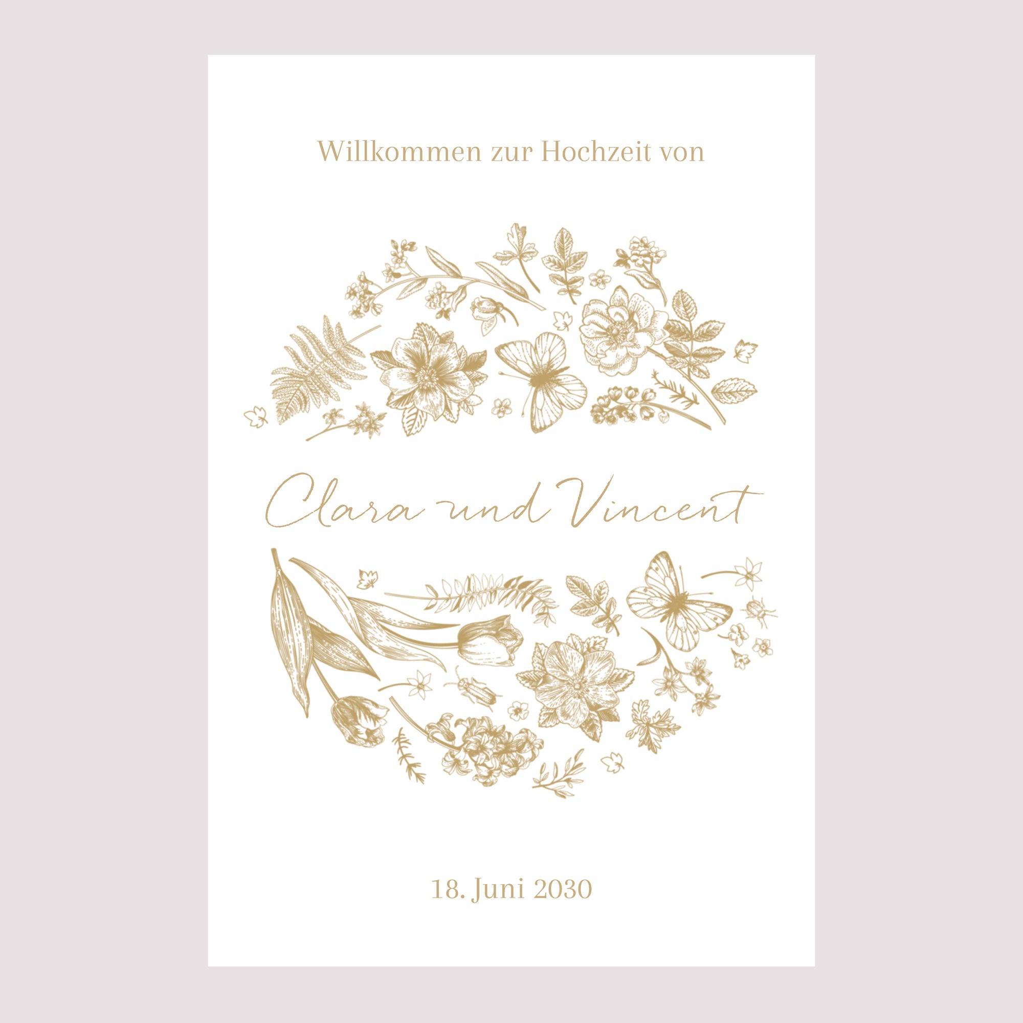 Begrüßungstafel Hochzeit Porträt 60 x 90 cm Goldenes Herbarium foto N° 2