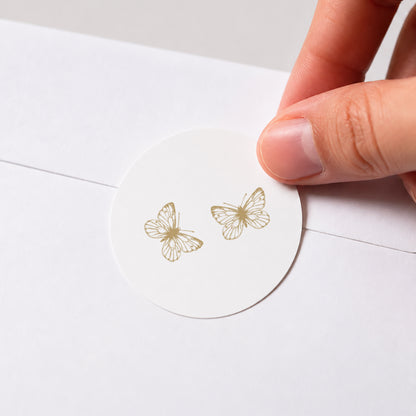 Sticker Hochzeit Rund Goldenes Herbarium foto N° 1