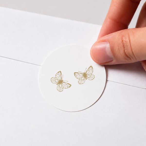Sticker Hochzeit Rund Goldenes Herbarium foto