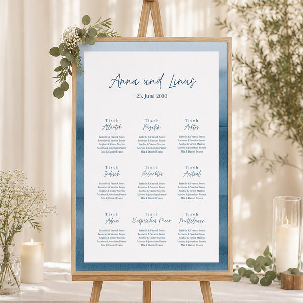 Sitzplan Hochzeit Porträt Ozean der Liebe foto