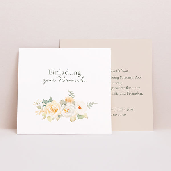 Einladungskarte Hochzeit Quadrat Romantischer Blumenstrauß foto