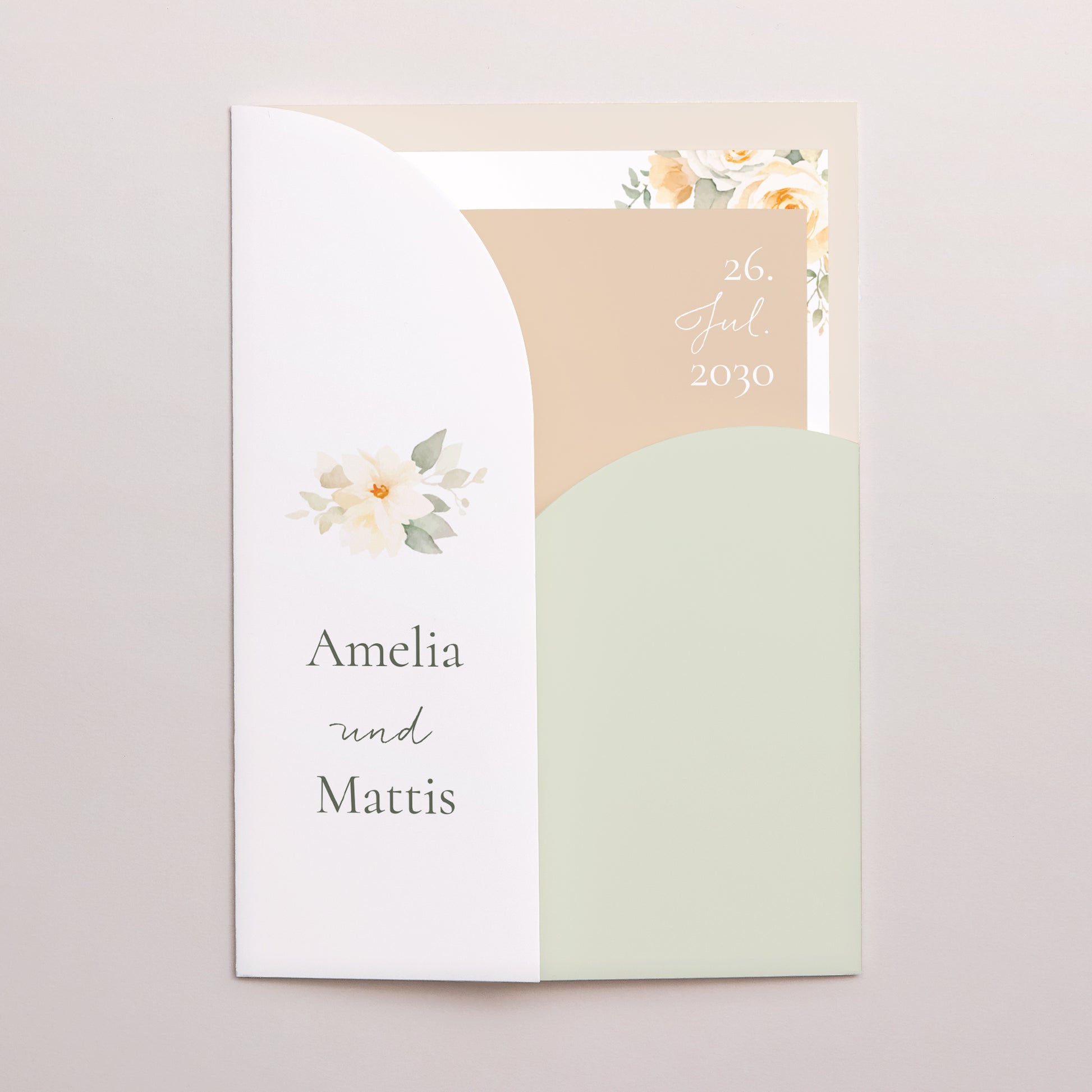 Hochzeitseinladung Hülle für 2 Karten Romantischer Blumenstrauß foto N° 1