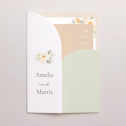 Hochzeitseinladung Hülle für 2 Karten Romantischer Blumenstrauß foto N° 1