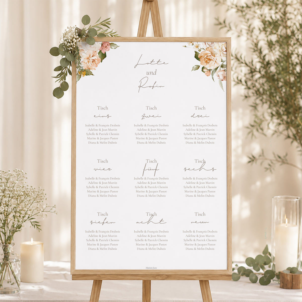Sitzplan Hochzeit Porträt Pfirsichblüten foto N° 1