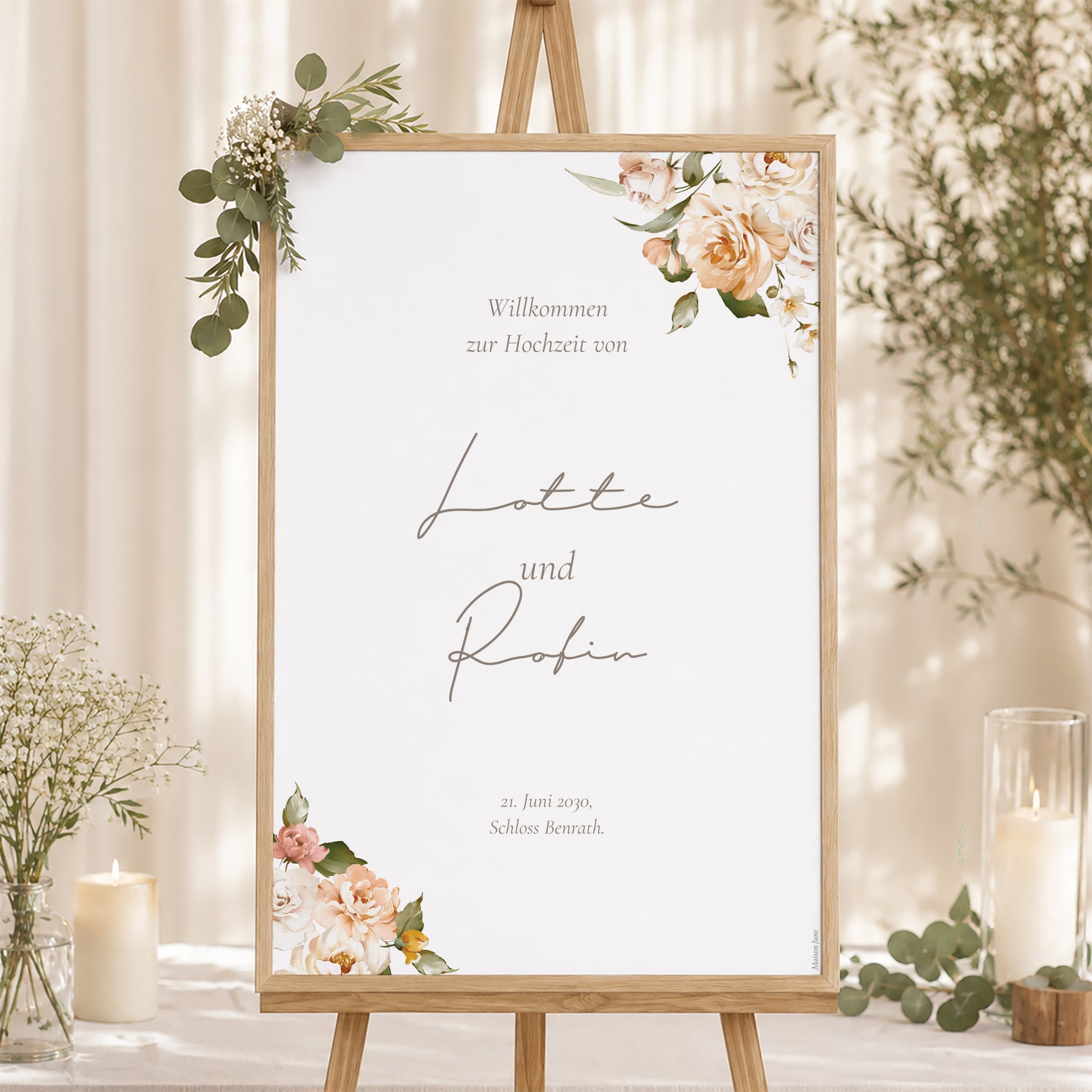 Begrüßungstafel Hochzeit Porträt 60 x 90 cm foto N° 1