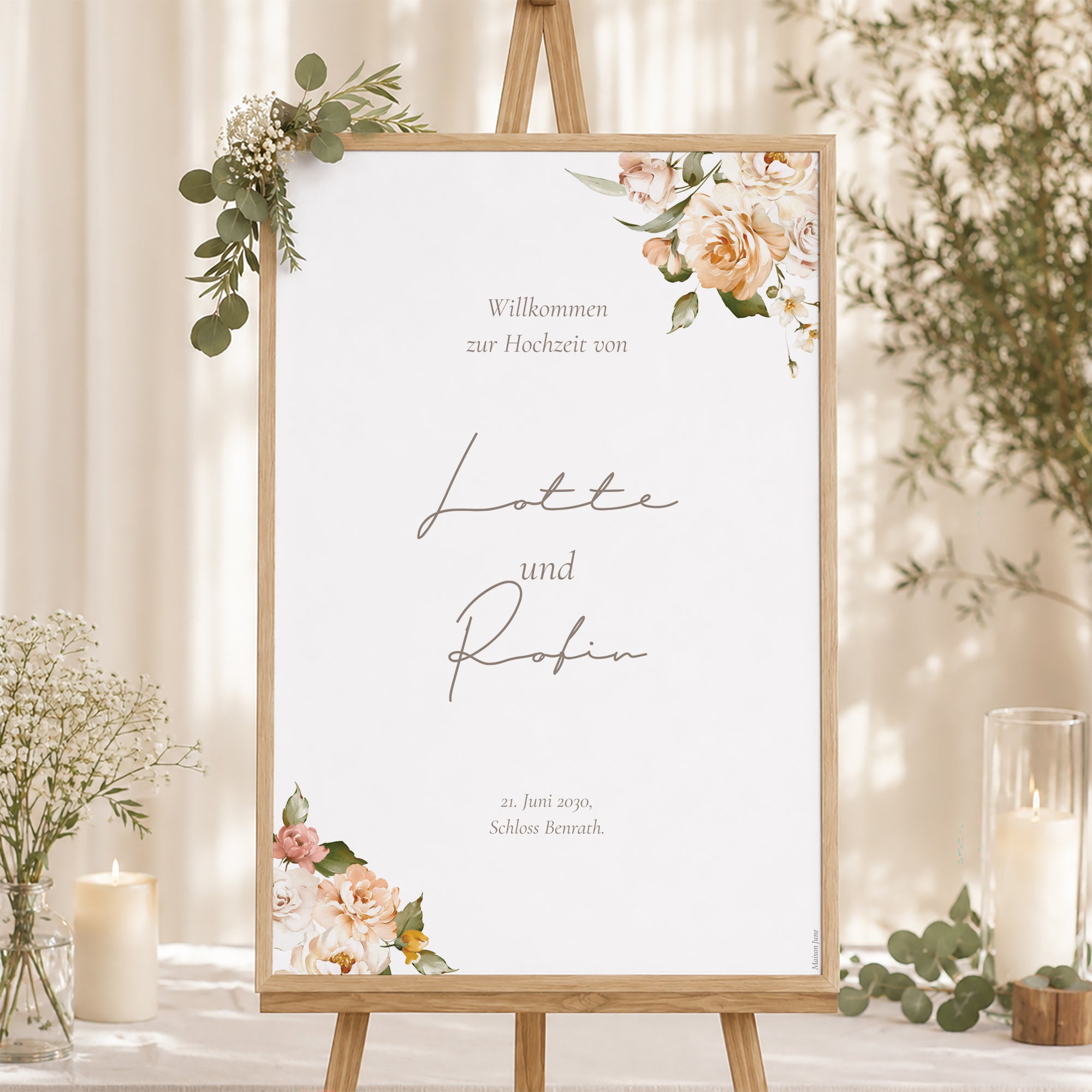 Begrüßungstafel Hochzeit Porträt 60 x 90 cm foto N° 1