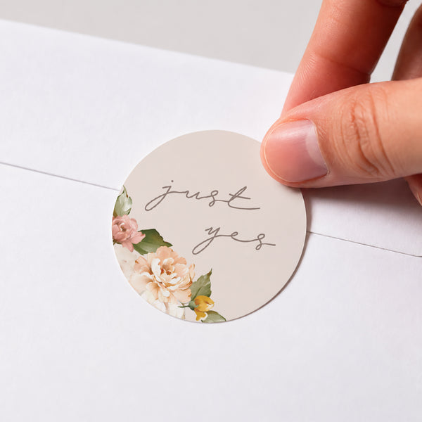 Sticker Hochzeit Rund Pfirsichblüten foto