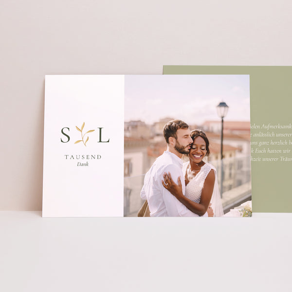 Dankeskarte Hochzeit Landschaft Romantischer Zweig III foto