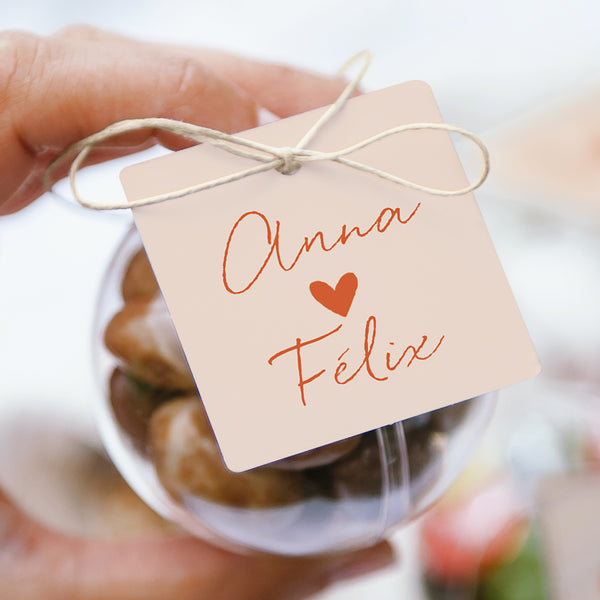 Geschenkbox Hochzeit Kugel mit quadratischem Etikett Liebe immer foto