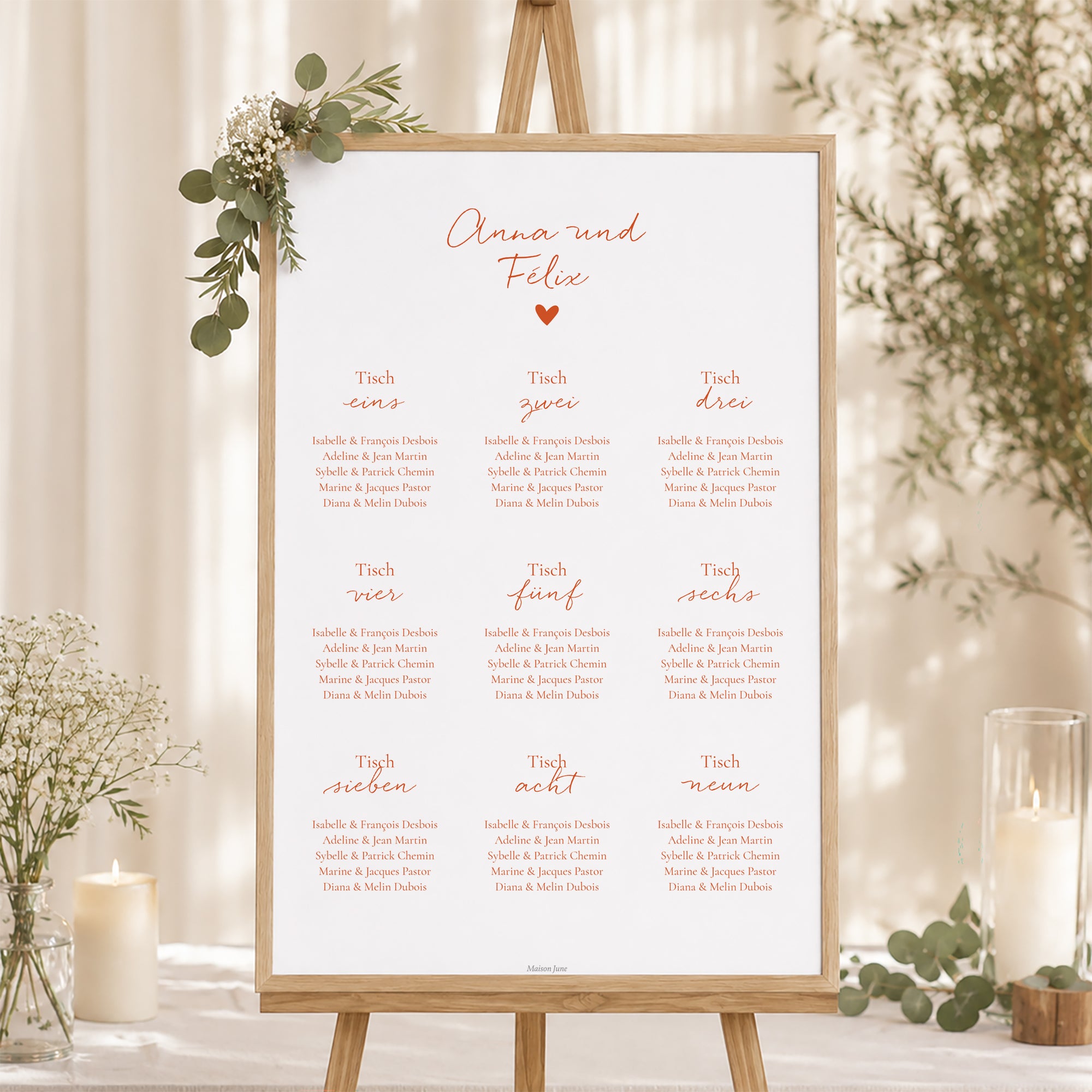 Sitzplan Hochzeit Porträt 60 x 90 cm Liebe immer foto N° 1
