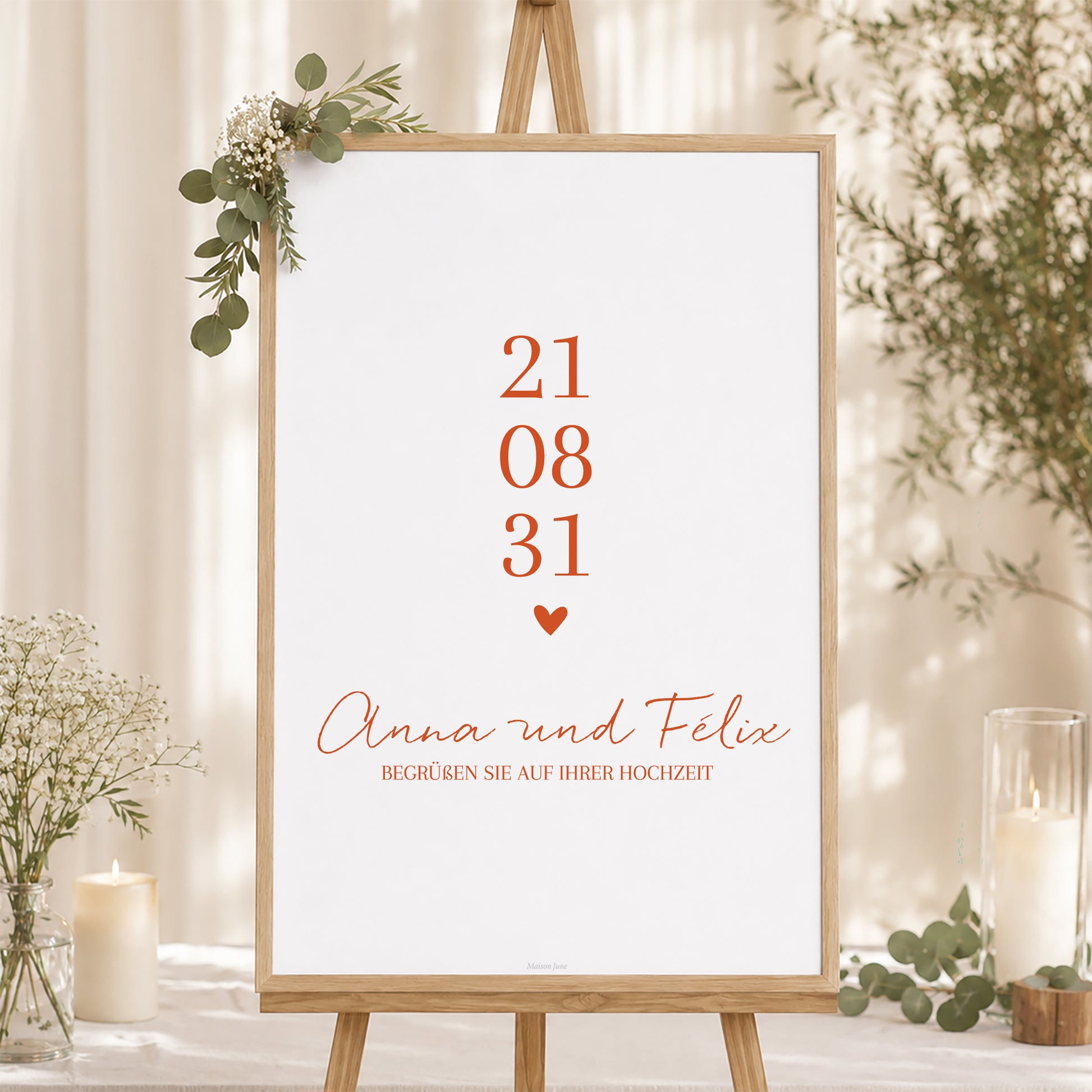 Begrüßungstafel Hochzeit Porträt 60 x 90 cm Liebe immer foto N° 1