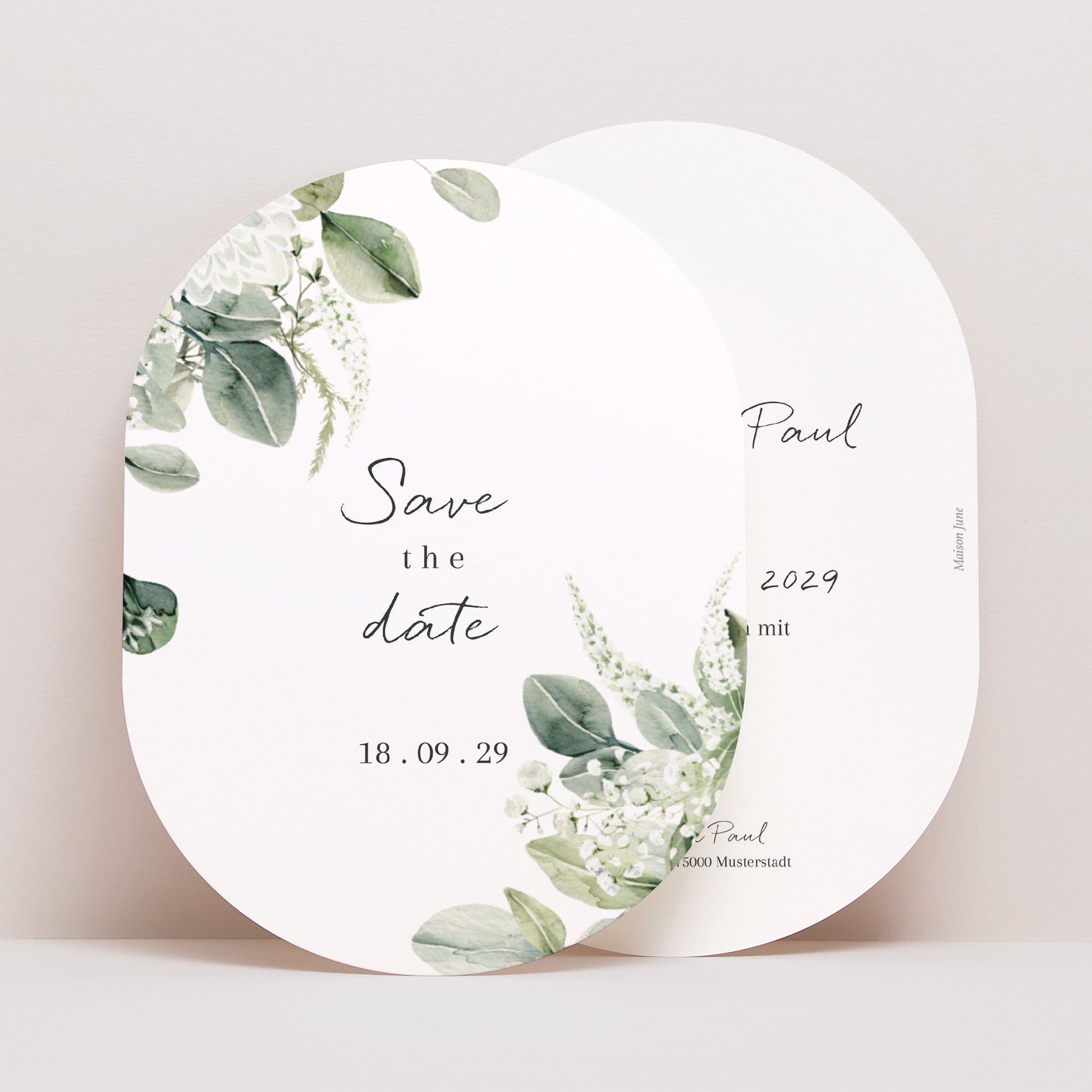 Save the date Karte Hochzeit oval Natürlich Romantisch foto N° 1