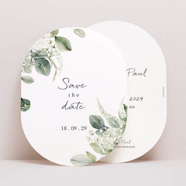 Save the date Karte Hochzeit oval Natürlich Romantisch foto