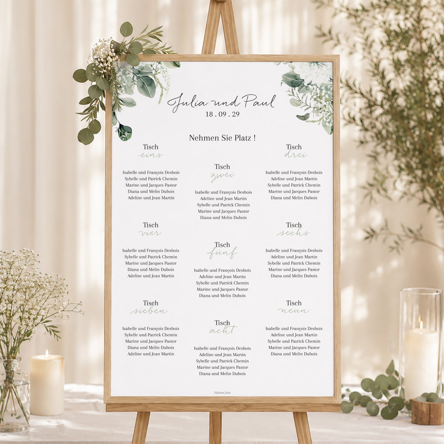 Sitzplan Hochzeit Porträt Natürlich Romantisch foto N° 1