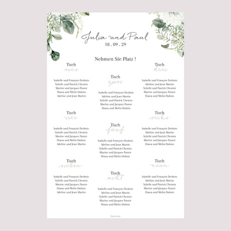 Sitzplan Hochzeit Porträt Natürlich Romantisch