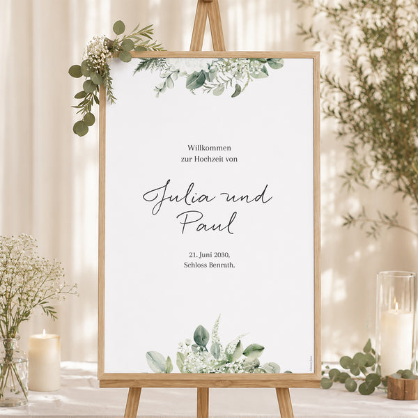 Begrüßungstafel Hochzeit Porträt 60 x 90 cm Natürlich Romantisch foto