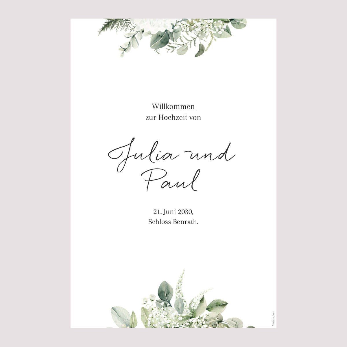Begrüßungstafel Hochzeit Porträt 60 x 90 cm Natürlich Romantisch foto N° 2
