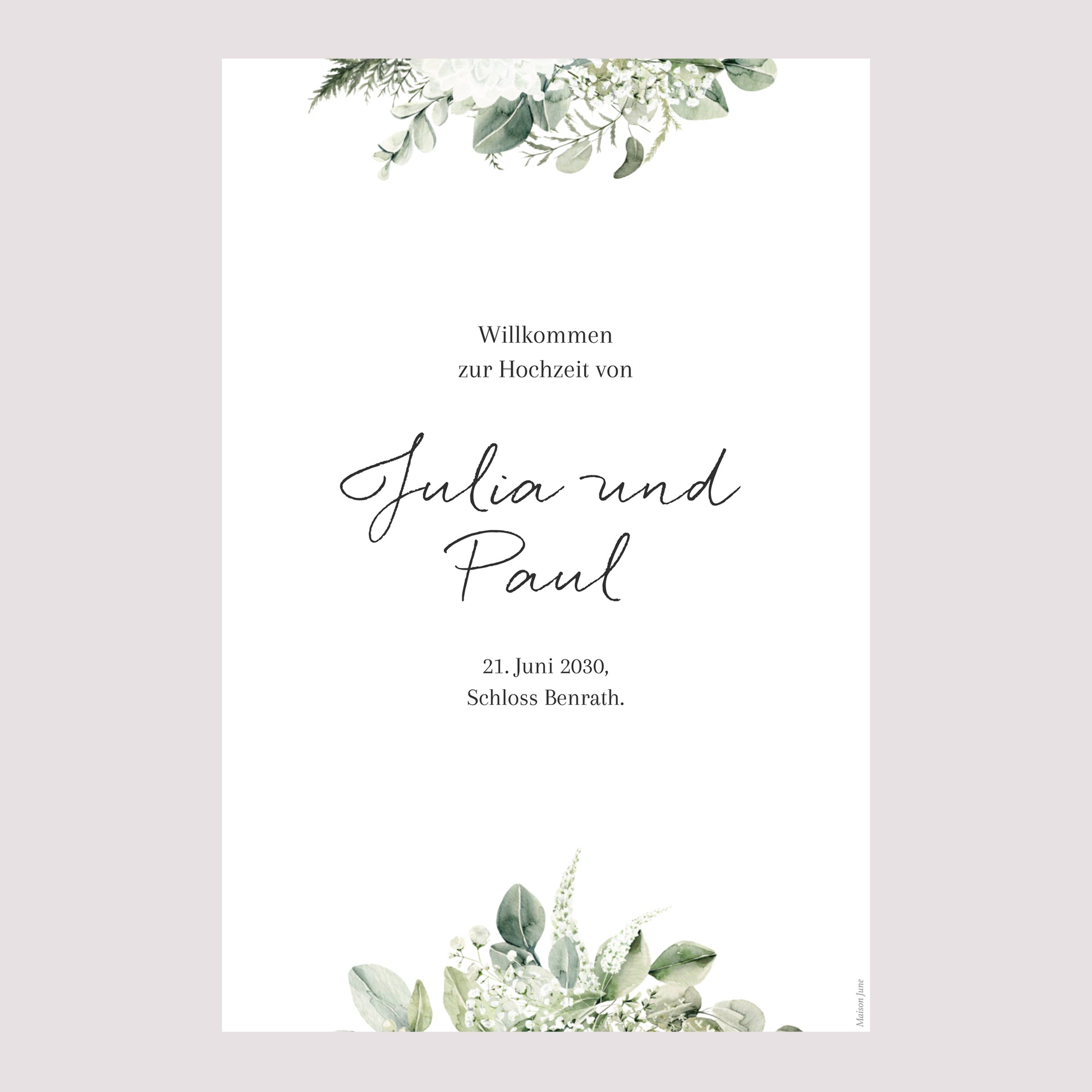 Begrüßungstafel Hochzeit Porträt 60 x 90 cm Natürlich Romantisch foto N° 2