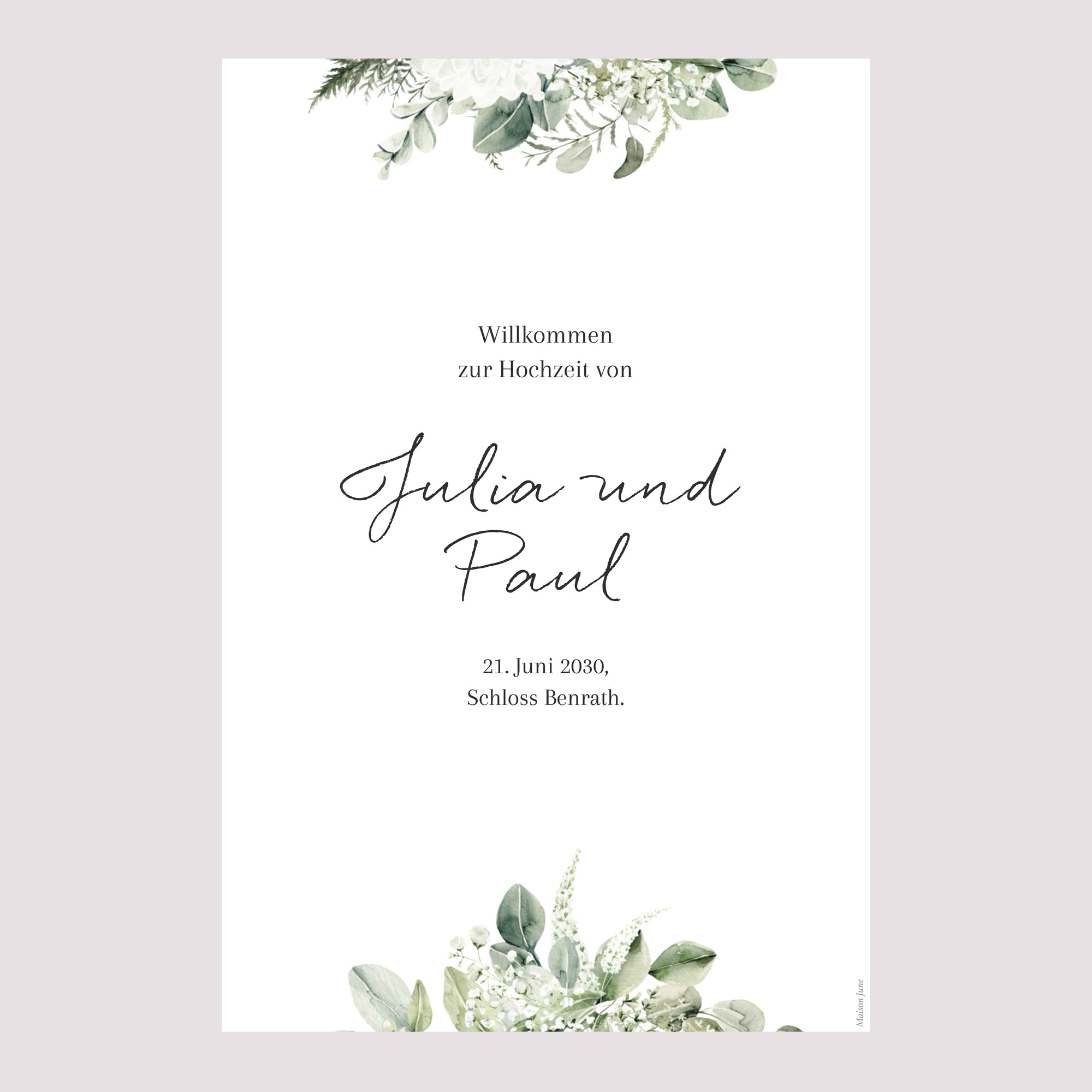 Begrüßungstafel Hochzeit Porträt 60 x 90 cm Natürlich Romantisch foto N° 2