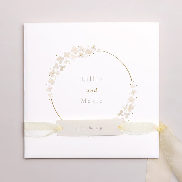 Hochzeitseinladung Quadratische Hülle, 3 Karten, Etikett foto
