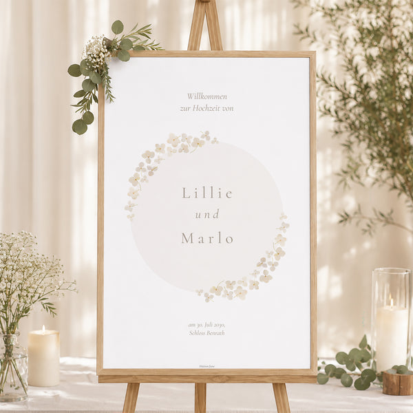 Begrüßungstafel Hochzeit Porträt 60 x 90 cm foto