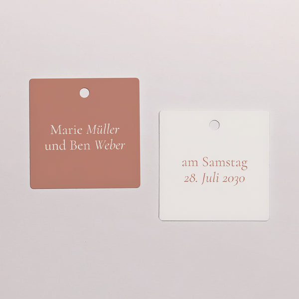 Vorgelochtes Etikett Hochzeit quadratisch Elegante Typografie II foto