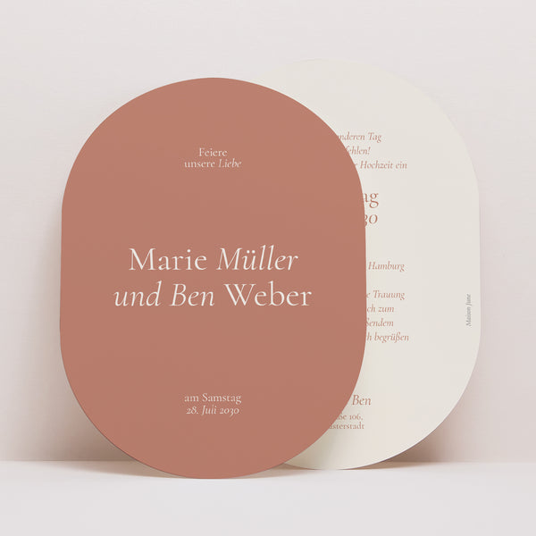 Hochzeitseinladung oval Elegante Typografie II foto