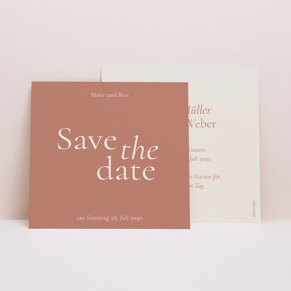 Save the date Karte Hochzeit Quadrat Elegante Typografie II foto
