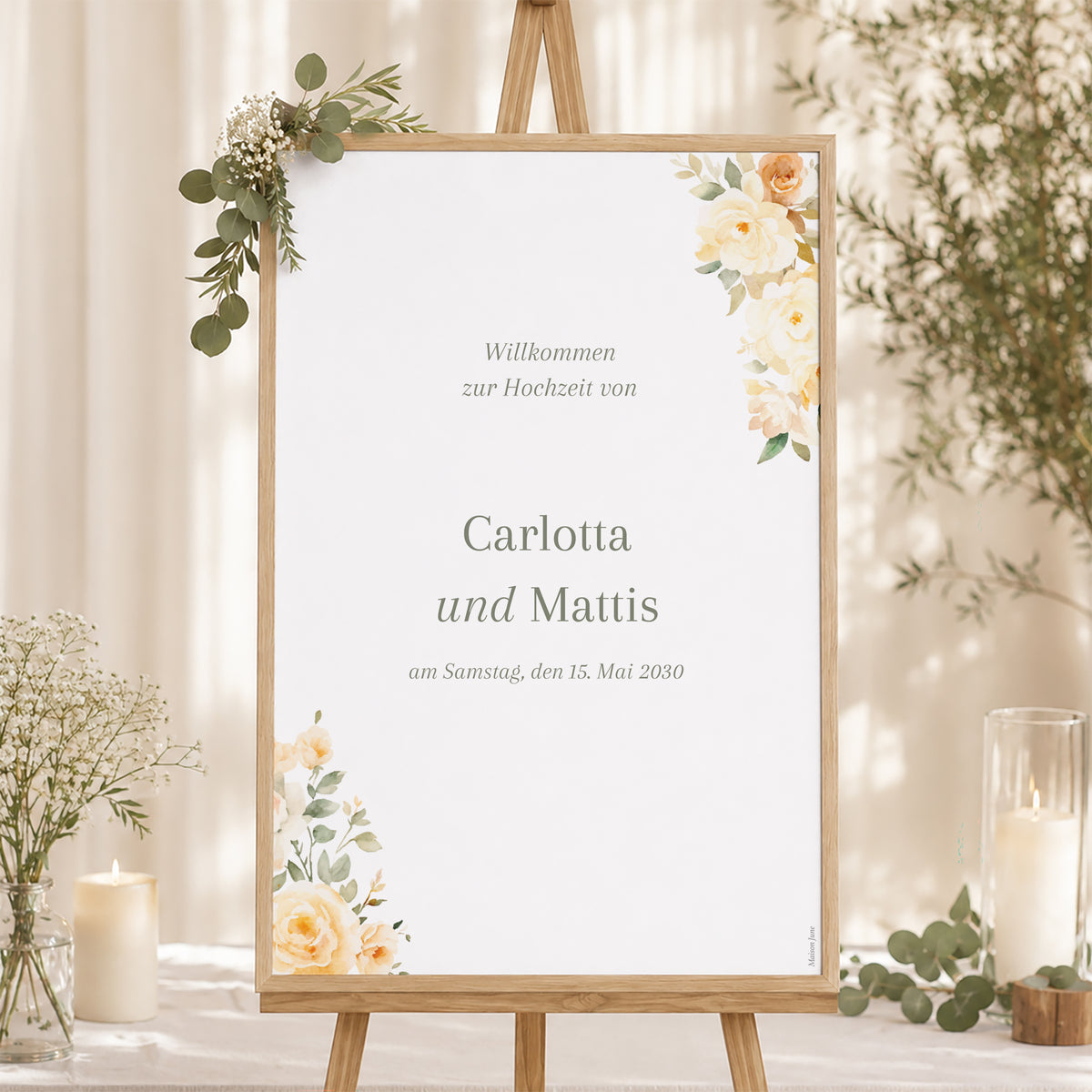 Begrüßungstafel Hochzeit Porträt 60 x 90 cm foto N° 1