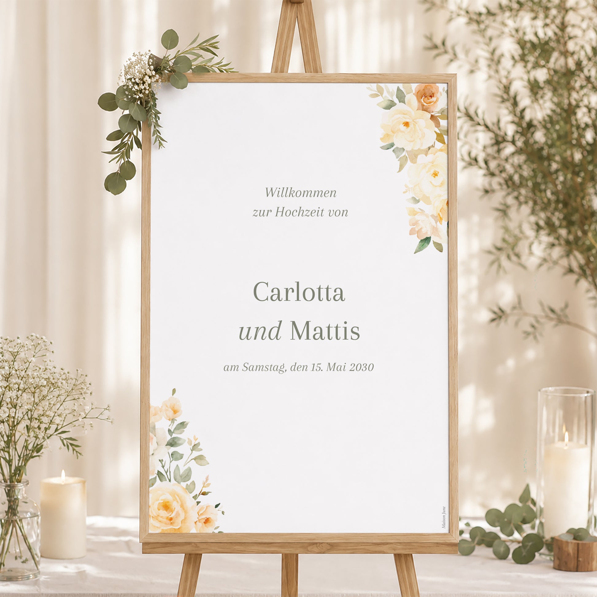 Begrüßungstafel Hochzeit Porträt 60 x 90 cm foto N° 1