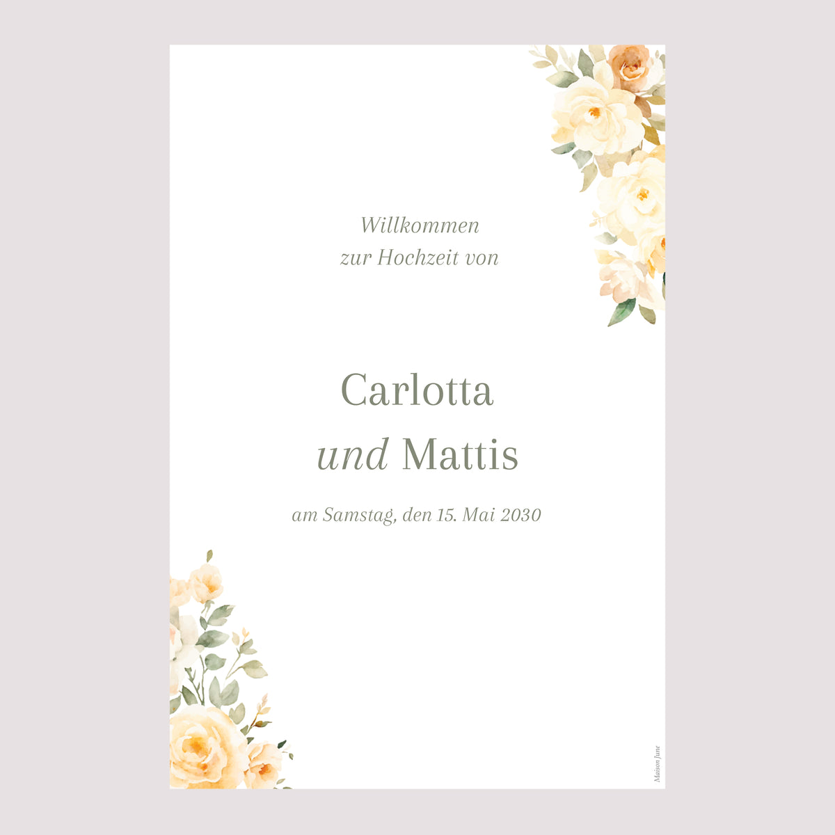 Begrüßungstafel Hochzeit Porträt 60 x 90 cm foto N° 2