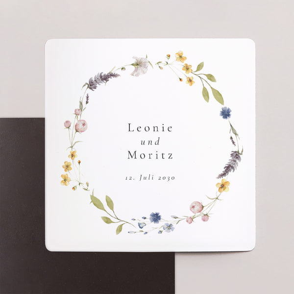 Save the date Karte Hochzeit Satz von 9, magnetisch. Ländlicher Blumenkranz foto