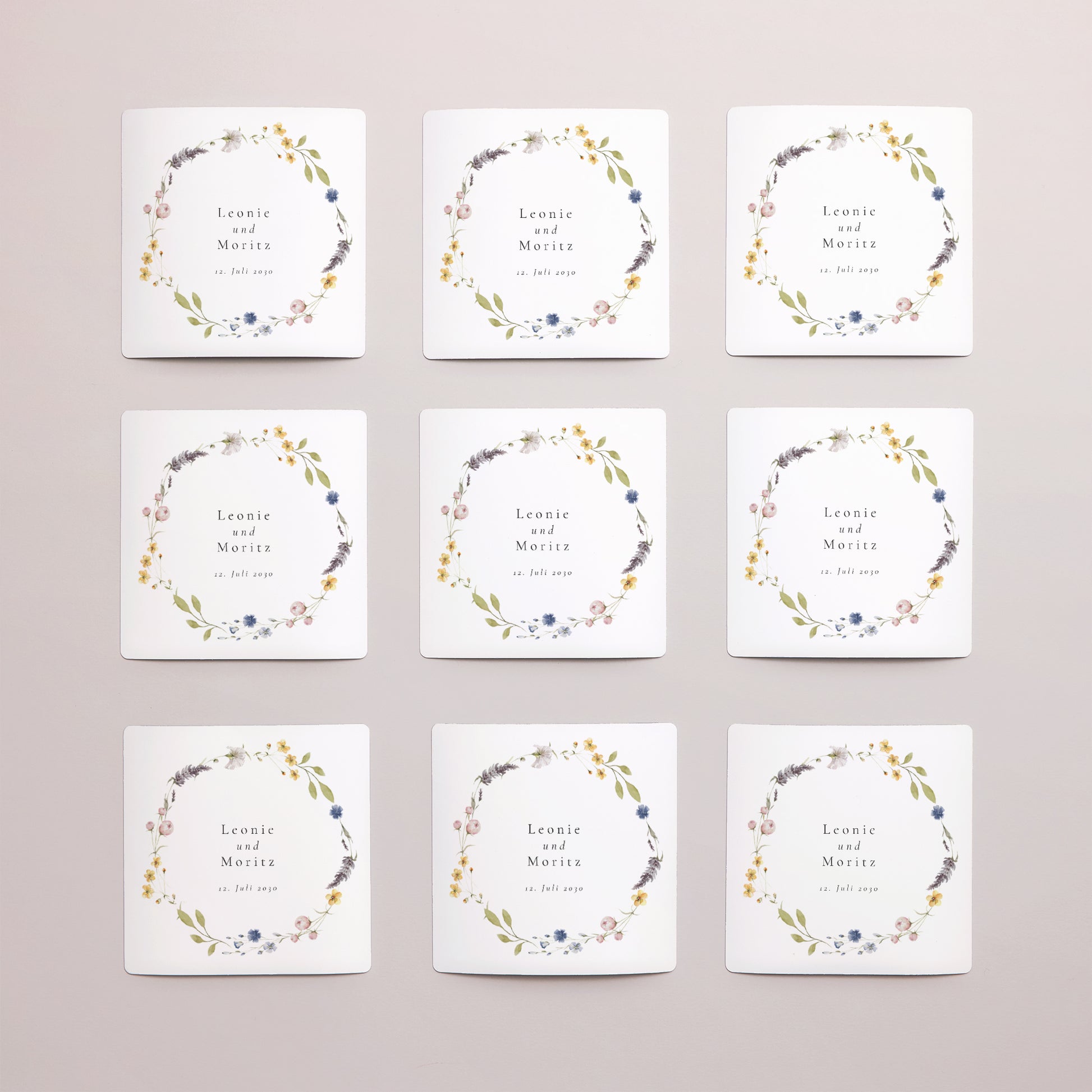 Save the date Karte Hochzeit Satz von 9, magnetisch. Ländlicher Blumenkranz foto N° 3