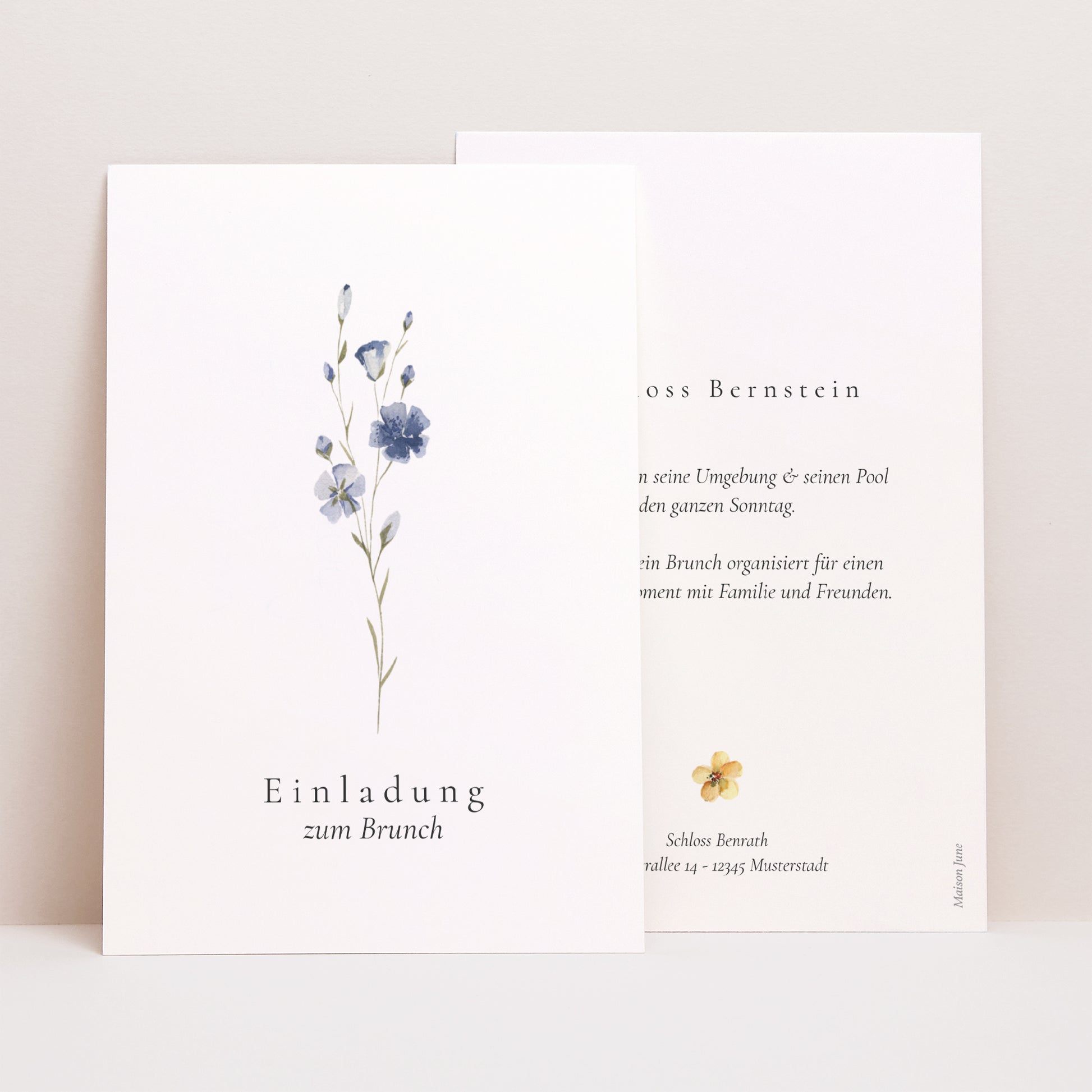 Einladungskarte Hochzeit PortraitPorträt Ländlicher Blumenkranz foto N° 1