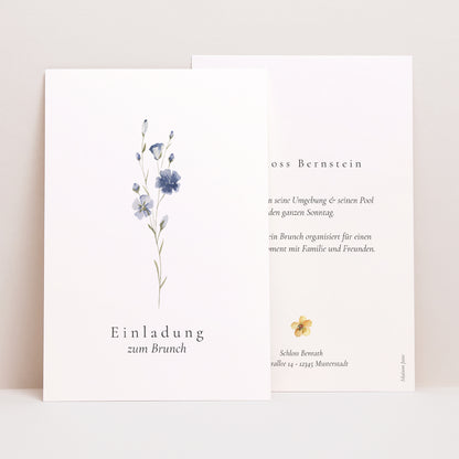 Einladungskarte Hochzeit PortraitPorträt Ländlicher Blumenkranz foto N° 1