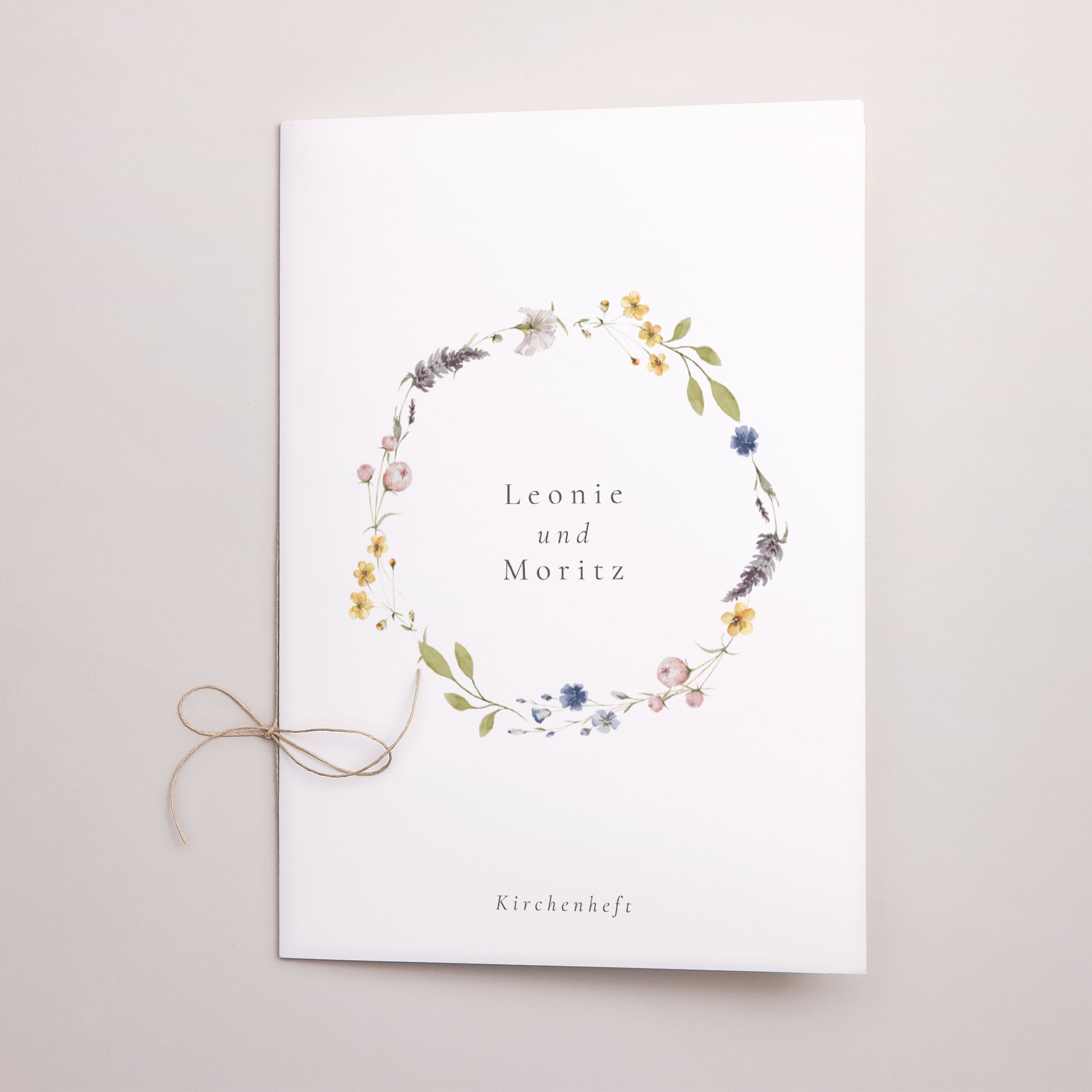 Kirchenheft Hochzeit Doppelflügel Ländlicher Blumenkranz foto N° 1
