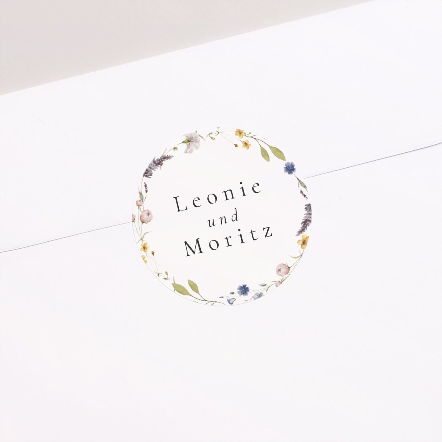 Sticker Hochzeit Rund Ländlicher Blumenkranz foto N° 2