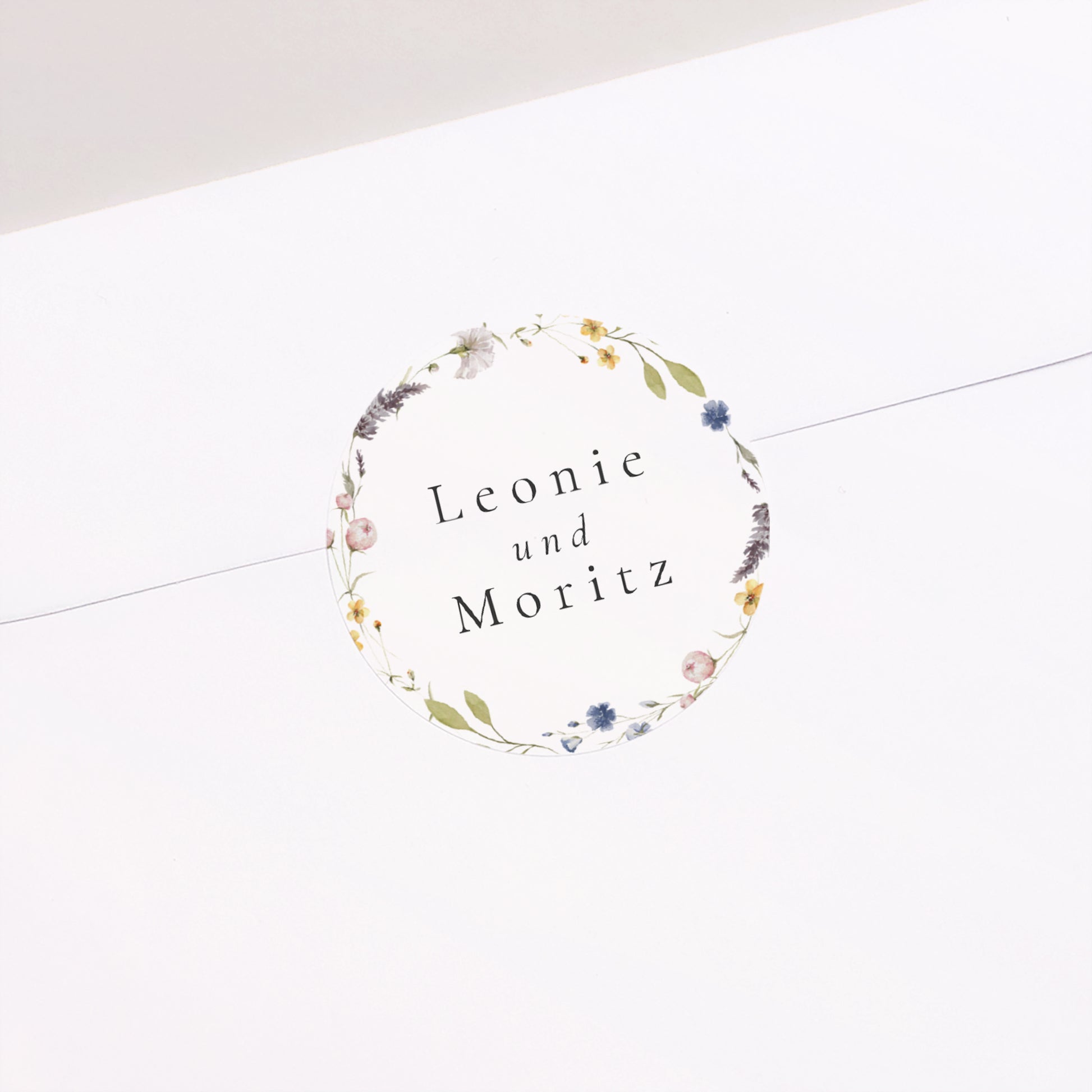 Sticker Hochzeit Rund Ländlicher Blumenkranz foto N° 2