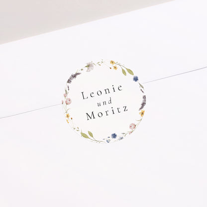 Sticker Hochzeit Rund Ländlicher Blumenkranz foto N° 2