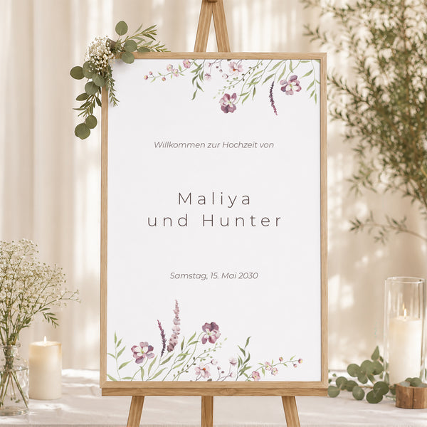 Begrüßungstafel Hochzeit Porträt 60 x 90 cm foto