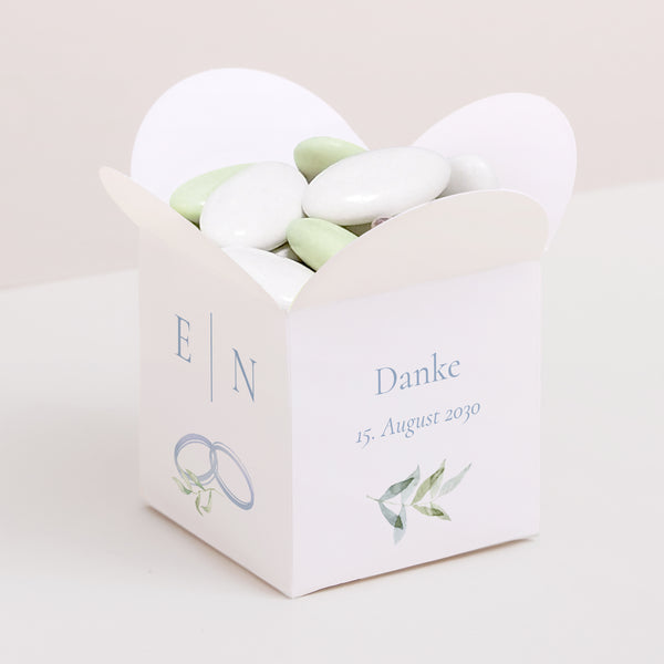Geschenkbox Hochzeit Schmetterlingsöffnung Vintage Emblem foto