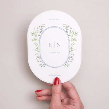 Save the date Karte Hochzeit oval Vintage Emblem foto N° 2