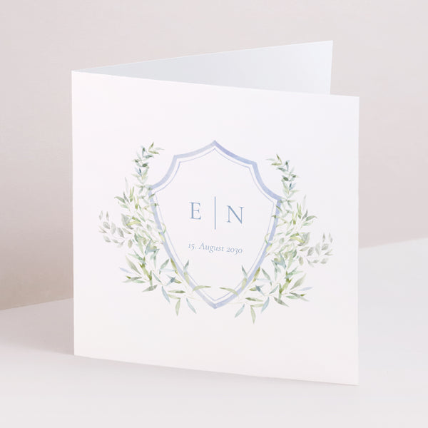 Hochzeitseinladung Doppelflügelfenster Vintage Emblem foto