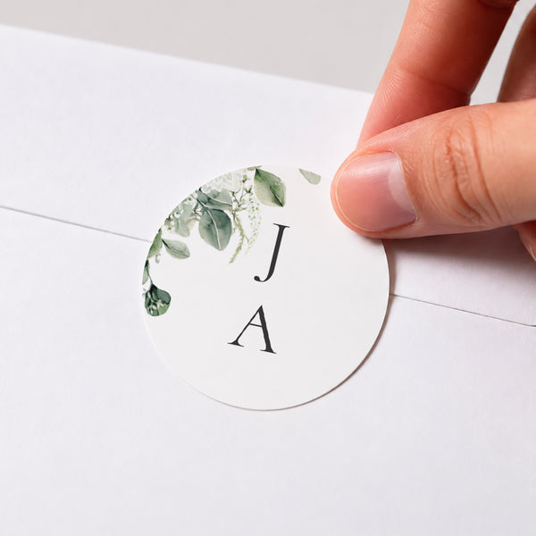 Sticker Hochzeit Rund Pflanzliche Einrahmung foto